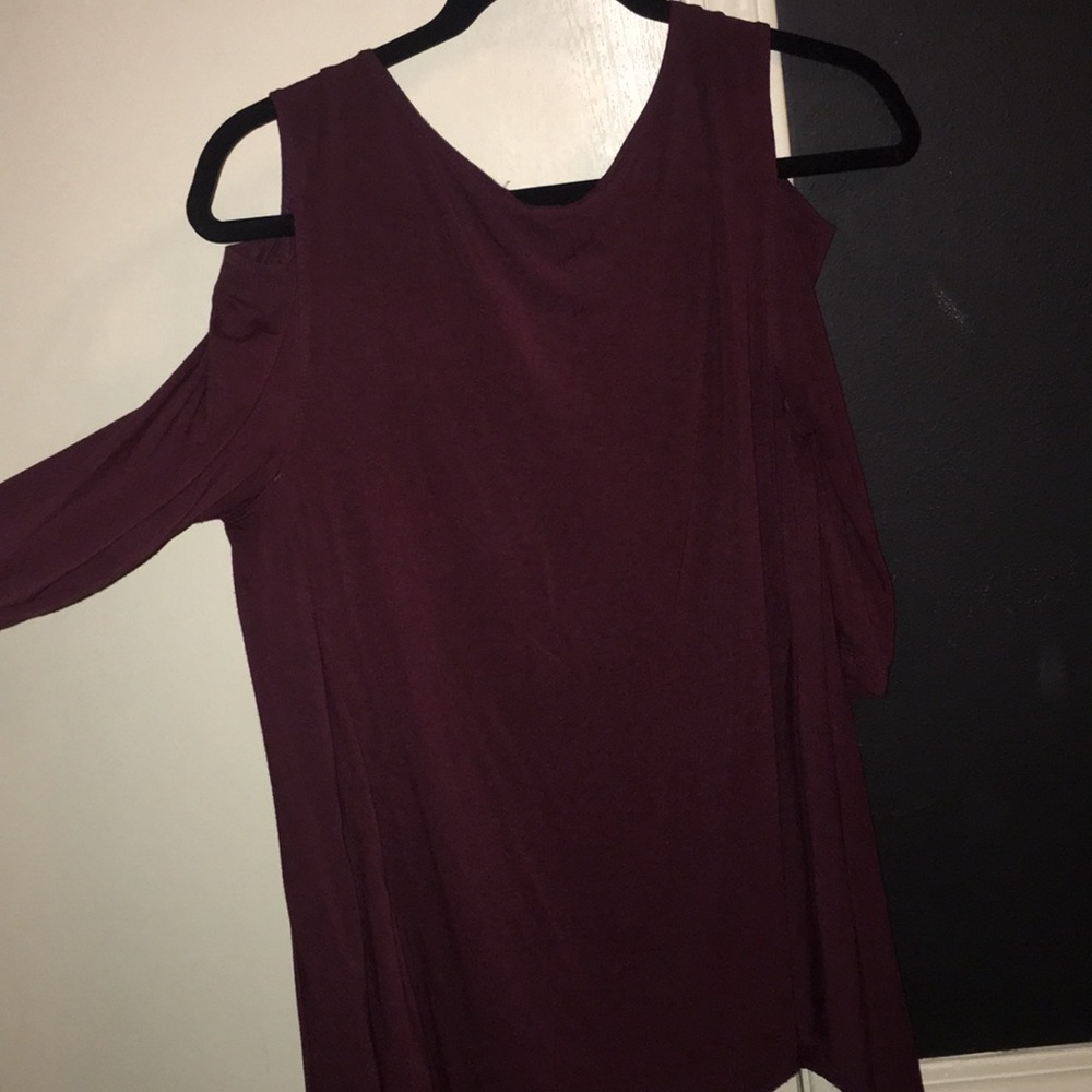 Maroon long sleeved , open shoulder